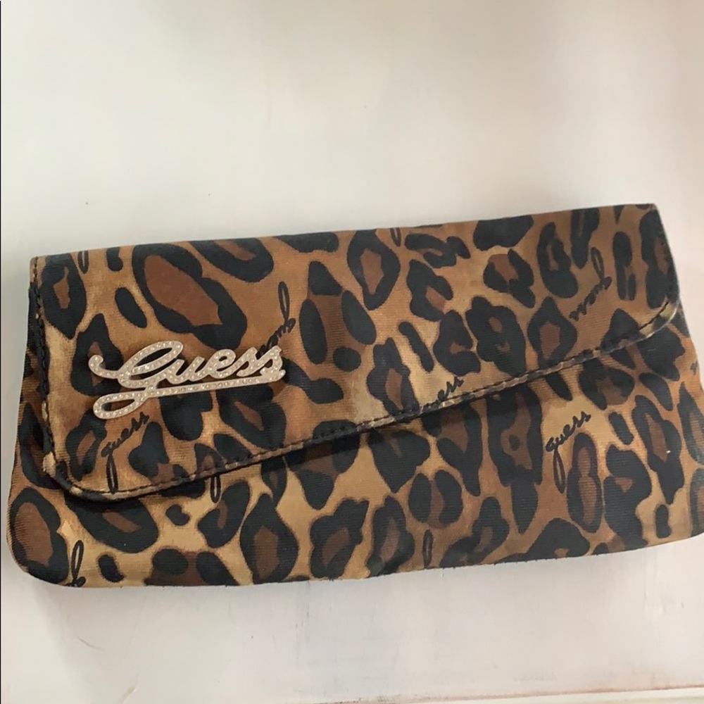 Guess leopard clutch